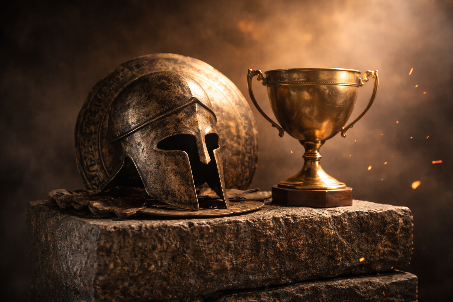 Illustration historique : objets antiques évoquant les premiers trophées