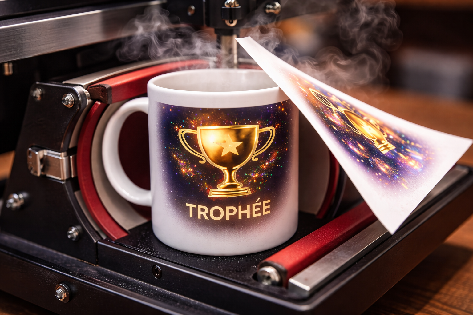 Transfert par presse à chaud (sublimation) sur plaque